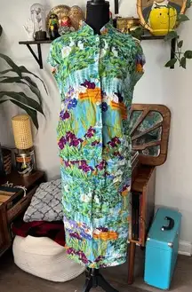 Vintage 90’s Clio Mandarin Collar Impressionist Floral Button down & Skirt Set