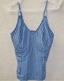 Beachsissi NWT Blue White Striped Tankini Swim Top size medium