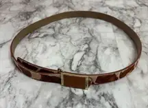 Talbots Leopard Calf Hair Belt with Gold Buckle size medium Y2K 90s animal print
