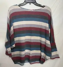 ANDREE BY UNIT Colorful Striped Batwing Top Size Medium