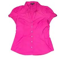 EXPRESS  Design Studio Women's Medium Pink Short Sleeve Button-Up Blouse