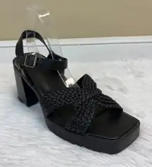 Torrid Crisscross Platform Heel Sandals Black Faux Leather Size 10.5WW
