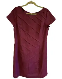 Ellen‎ Tracy Women's Dress Size 14 Purple Career Business Pleated Short Sleeve