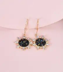 Rainbow Black Sunflower Dangle Earrings