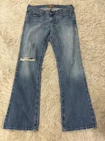 Abercrombie Fitch Womens Jeans Flare Bootcut Distressed Light Wash Size 6R