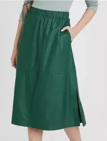 A New Day Women Size XL Green Faux Leather Skirt Holiday Rocker Cocktail Whimsy