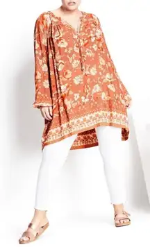 NWT City Chic Refinity Floral Oversized Tunic Top Lagenlook Relaxed US Size‎ 12