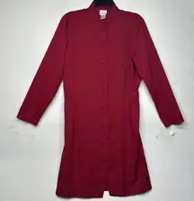 Style Works Women’s Size 14 Red Long Button Front Embroidered Dress Coat Jacket