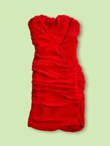 Bodycon Strapless Red Dress 