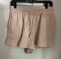 C&C California Cream Ribbed Lounge Shorts‎ Elastic Waist Drawstring Size Large