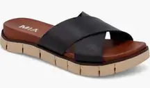 MIA Elissa Slide Sandal 7.5 Black Crisscross Open Toe