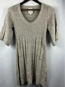 Women’s Pink Rose Oatmeal Sweater Dress, Short Bell Sleeve Size M