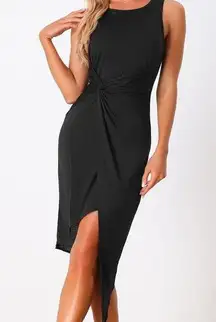 Joie Sleeveless Twist Front Wrap Waist High Low Hem Split Midi Dress Size S