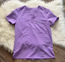 Figs womens XS V neck medical scrub top purple in color