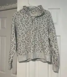 Grey Cheetah-print Quarter Zip