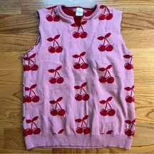 Skinny Dip cherry print cutoff sleeveless sweater size large
