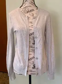 LOFT Lightweight Cotton Heather Gray Button Up  Cardigan Women’s XS Extra Small