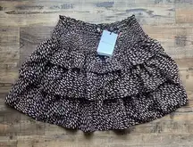 Who What Wear Womens Black & Pink Tiered Mini Skirt Size Large NWT