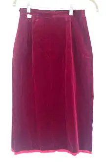 Vtg 60s Majestic Velvet Pencil Skirt Sz 00 Burgundy Vamp Old Money Holiday Retro