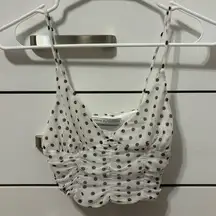 Urban Outfitters White Crop Polka Dot Tank Top