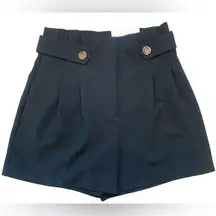 Ann Taylor Black High Rise Pleat Front Shorts