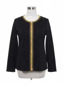 Bobbie Brooks Cardigan Black Gold Full Zip Top M Sparkle Shimmer Glam Statement