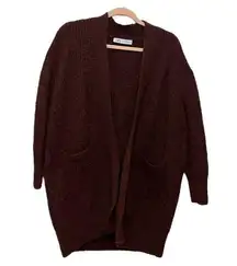 ZARA  Oversized Cozy Chunky Knit Open Front Longline Cardigan | Brown | Small