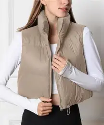 Automet Womens Cropped Puffer Vest Winter Lightweight Sleeveless Outerwear Vests