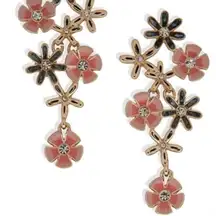 Anne Klein Openwork Flowers Chandelier Earrings | Gold Tone Pink