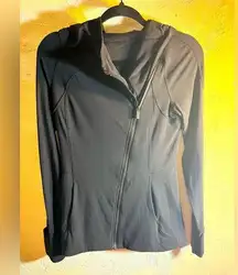 Lululemon black jacket: zip w hoodie, gently loved size 6, all the love!! Best!!