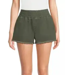 No Boundaries Juniors Green Smocked Waist Shorts