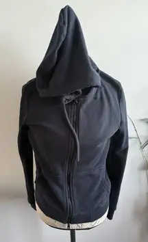 Armani Exchange Womens Medium Full Zip Hoodie Sweatshirt Black Rhinestone Logo