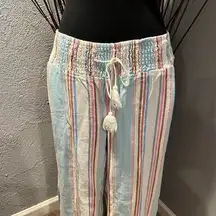 🌺VANELLA STAR LINEN BLEND STRIPPED BOHO WIDE LEG PANTS SIZE XL🌺