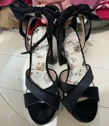 Antonio Melani x Nicola Bathie Black Platform Bow Heels