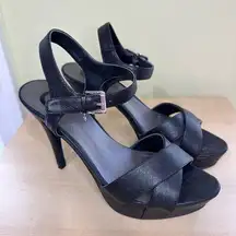 Cross Strap Platform Heels 8.5 Black