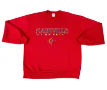 Jerzees Vintage 90s Nashville Tennessee Red Graphic Crewneck Sweater