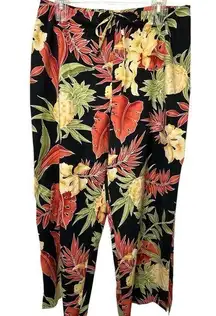 Tommy Bahama Silk Tie Waist Tropical Floral Print Pants