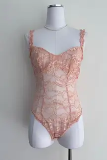 La Perla Bodysuit XS Lace Vintage Bustier Coquette Romantic Boudoir Italy Pin Up
