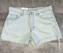 90s Boyfriend Light Denim Short NEW Womens 4 Low Waist Loose Fit Distressed
