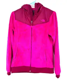 The North‎ Face Size Medium Jacket Pink Fleece Zip Up Hooded Lined Winter Snow