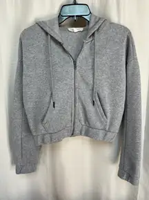 Light Gray Cropped Zip Up Sweatshirt 