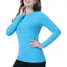 Outdoor Long Sleeve Breathable Hiking Tennis Running Camping Blue S