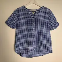 LLBean button down‎ shirt blouse checks