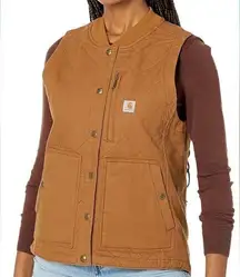 Carhartt Women's Rugged Flex Relaxed Fit Canvas Insulated Rib Collar Vest size M