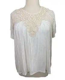 Boho crochet & lace pull over top