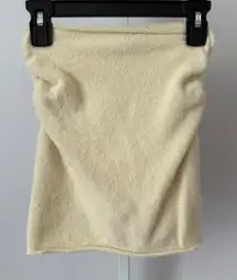 GUIZIO Cream Fuzzy Tube Top Cropped Sweater Knit Top XXS
