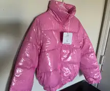 Pink Gloss Shiny Puffer Jacket
