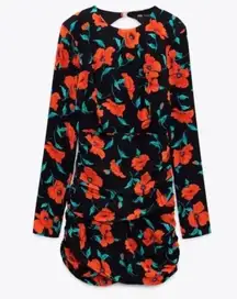 ZARA  Blogger Fav Red Black Floral Open Back Print Mini Dress NWT