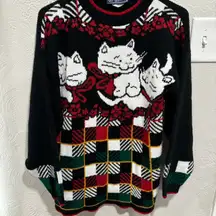 Vintage Whimsy Retro Cat Ugly Holiday Christmas Sweater
