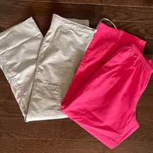 Cherokee Happy Scrubs Womens Scrub Uniform 2‎ Piece Set Beige Pink Medium Petite